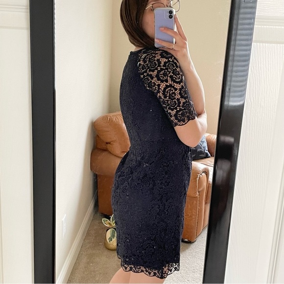 🎃Madewell Magnolia Navy Blue Lace Sheath Dress Size 4 - Picture 7 of 15